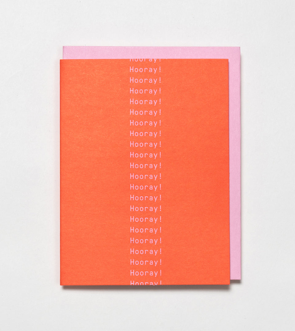 Hooray Repeat greeting card (tomato, mauve)