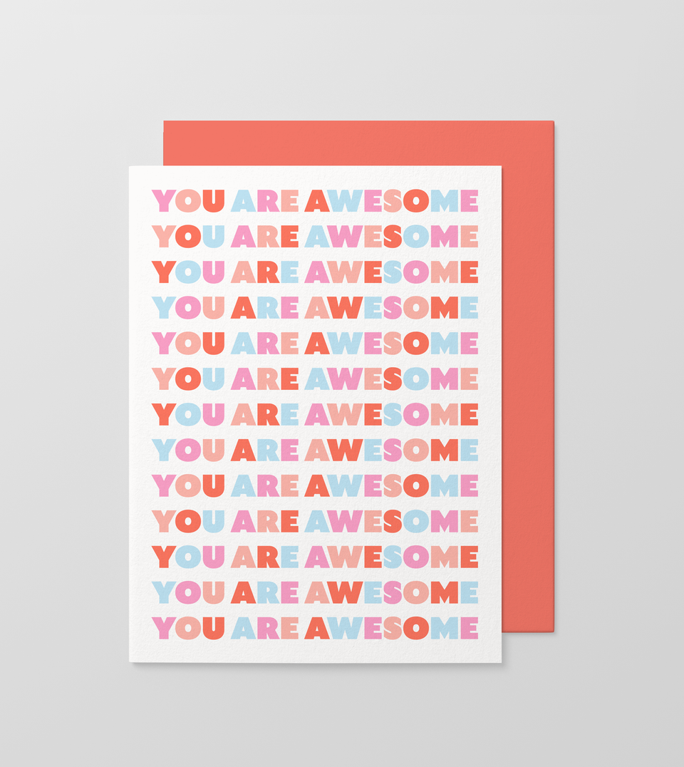 Coming late June - You Are Awesome greeting card (multi, tomato)