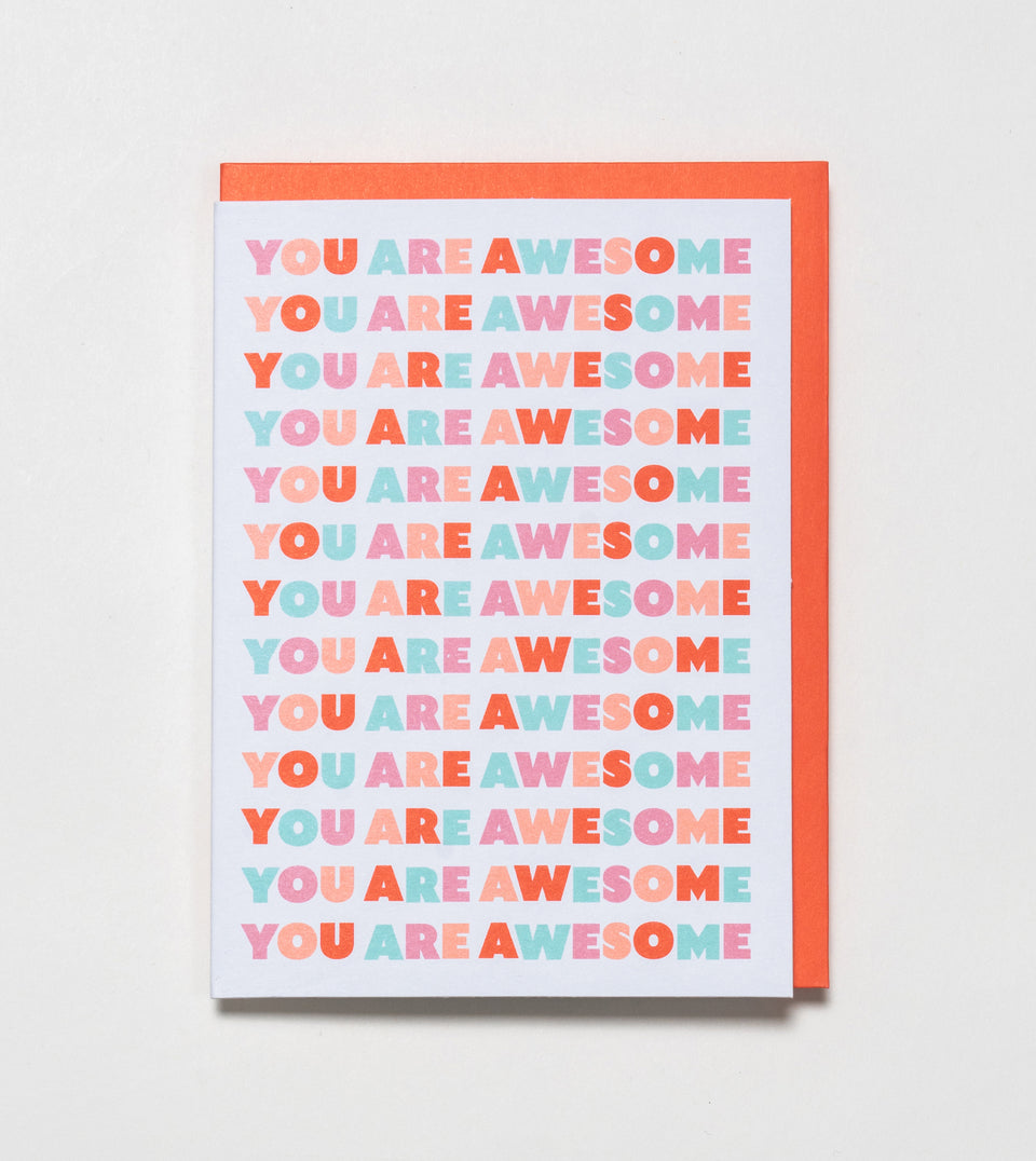 You Are Awesome greeting card (multi, tomato)