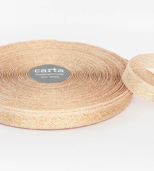 Metallic loose weave cotton ribbon - Blush / Gold