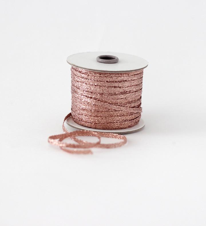 Metallic braided ribbon (thin) - Rose Gold
