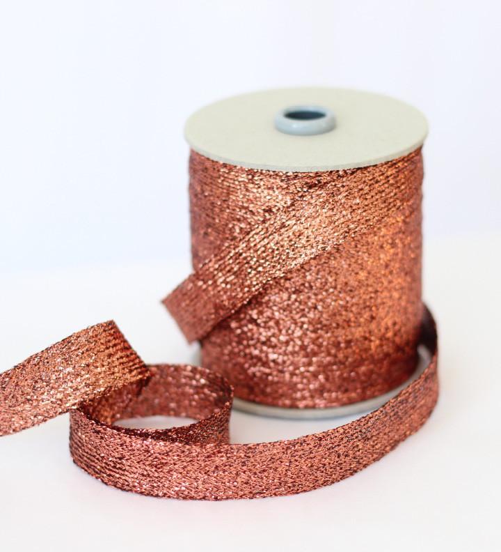 Metallic braided wide ribbon - Copper