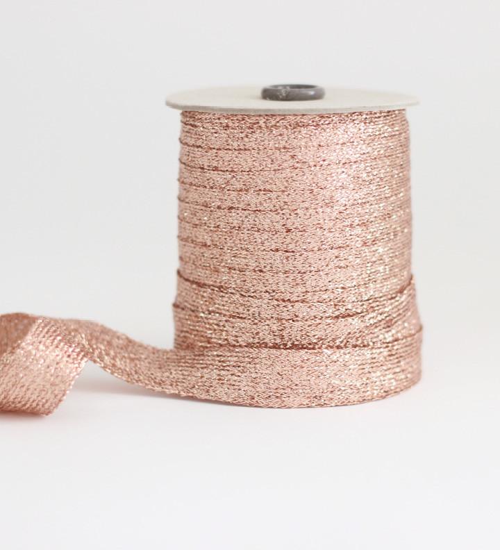 Metallic braided ribbon (wide) - Rose Gold