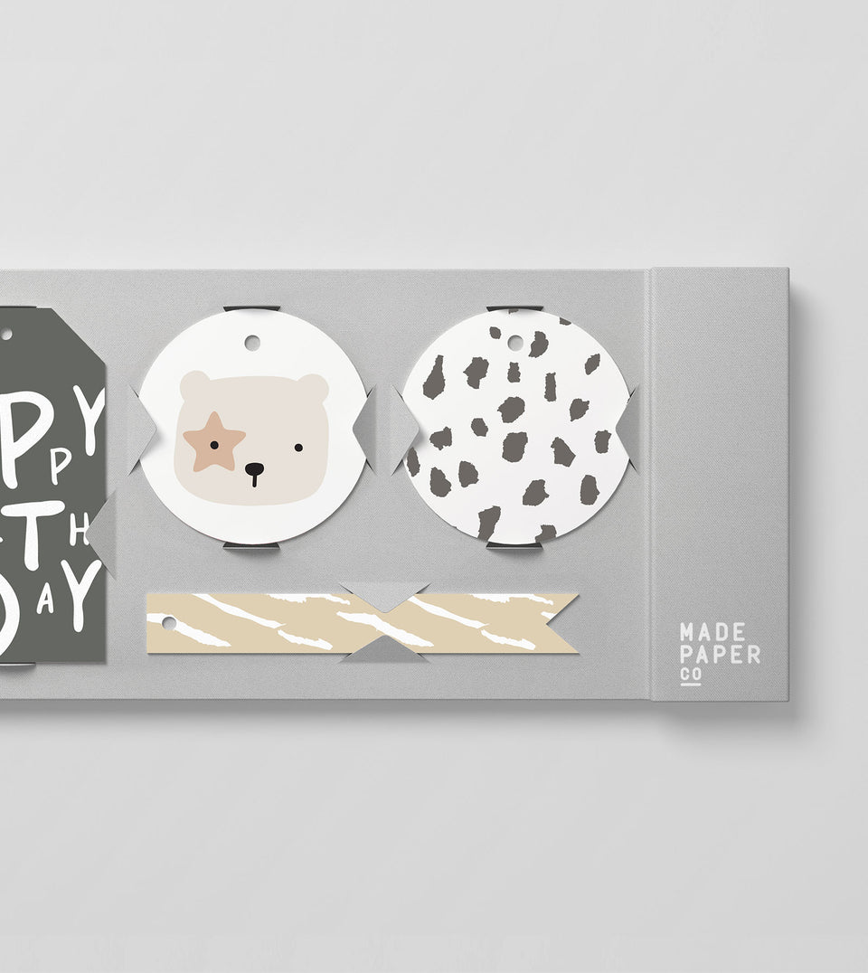 Happy Birthday Critters 20pk gift tags (charcoal)