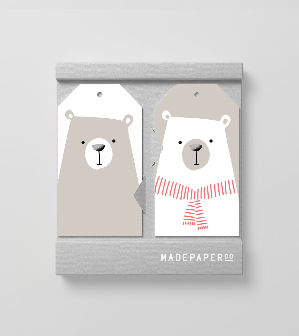 Polar Bear 10pk gift tags (grey)