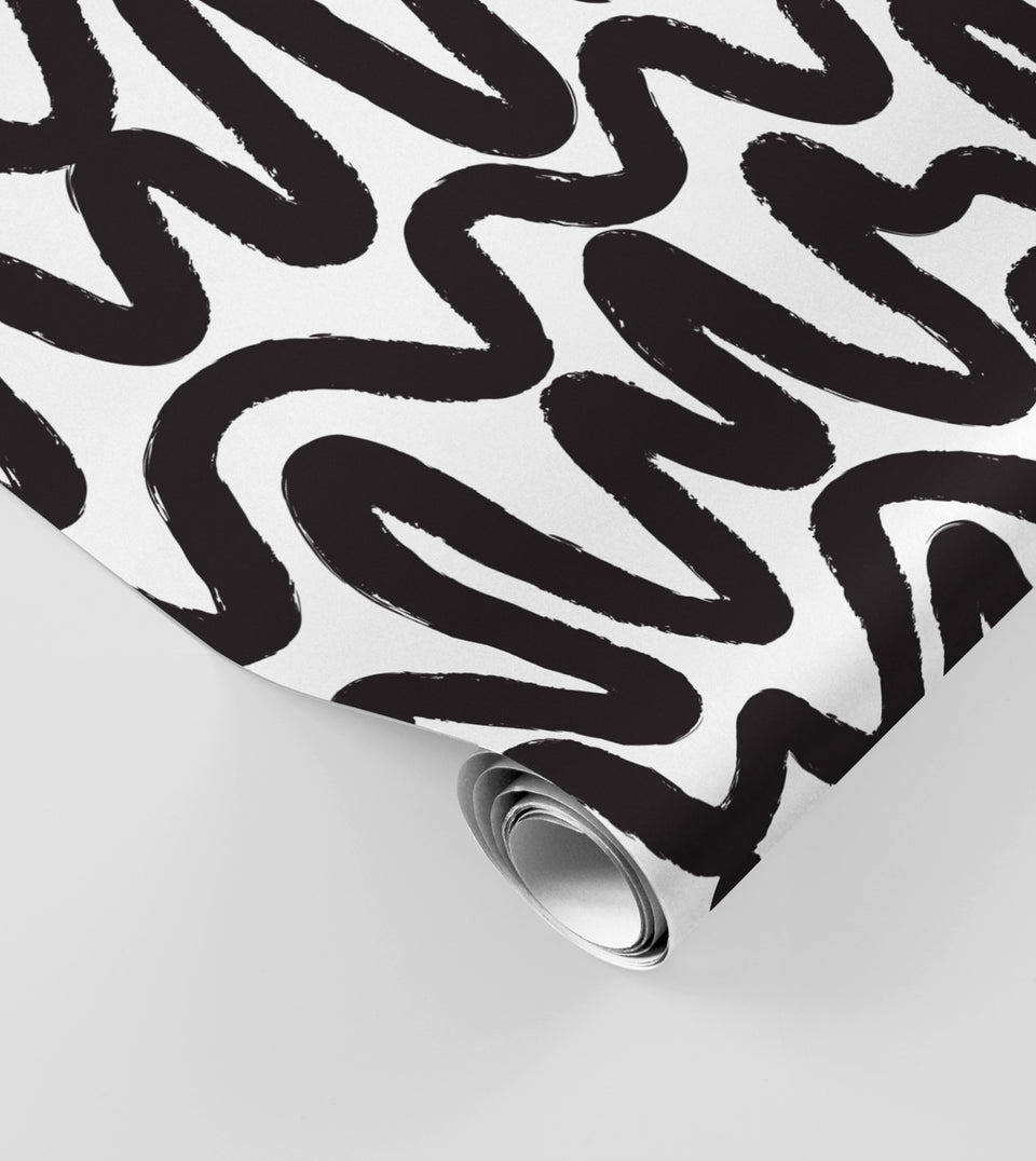 Squiggle wrap (black, white) (sheets only)