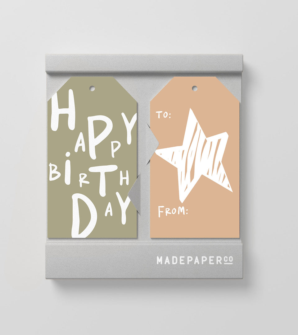 Made Paper Co - khaki tan - happy birthday - star - MPC