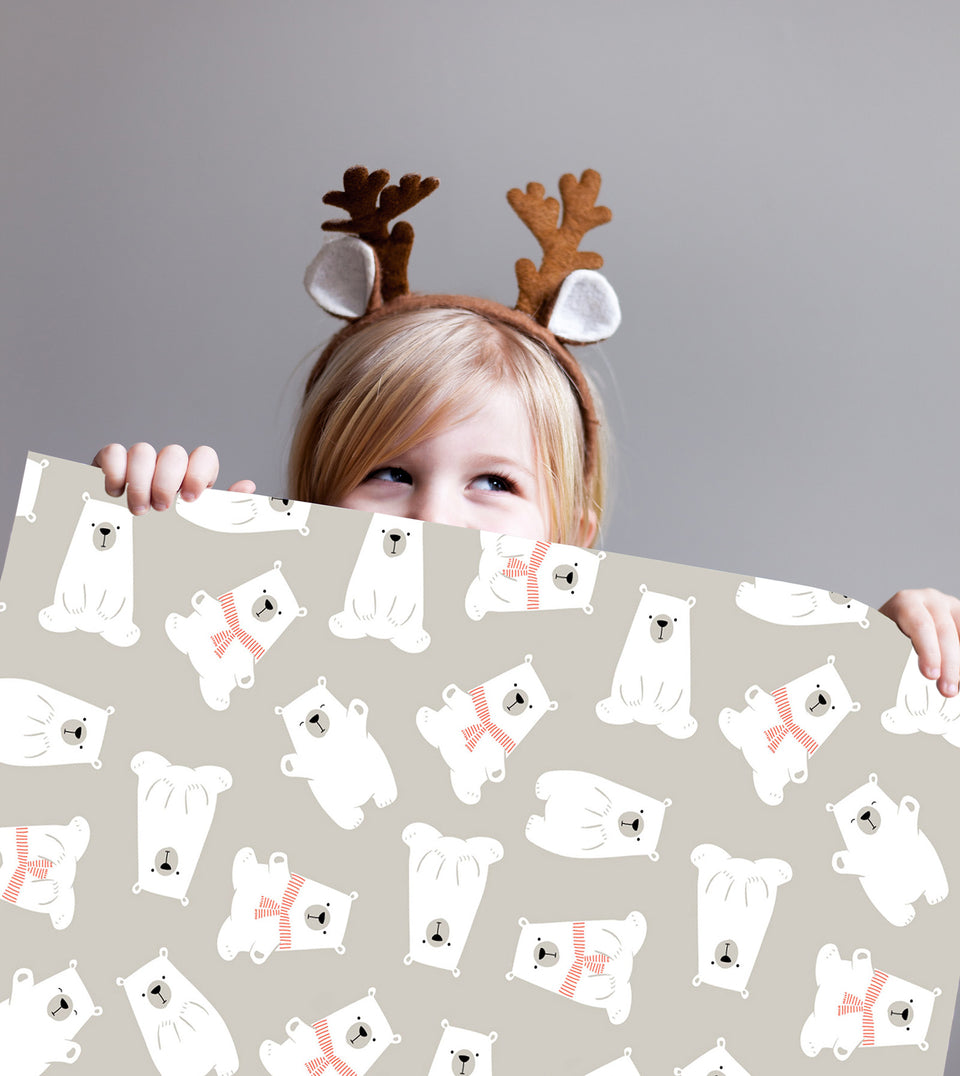 Polar Bears wrapping paper (grey) (sheets only)