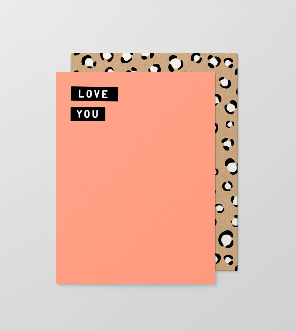 love you- greeting card-coral-neon-fluro-made paper co - birthday - Valentines - love